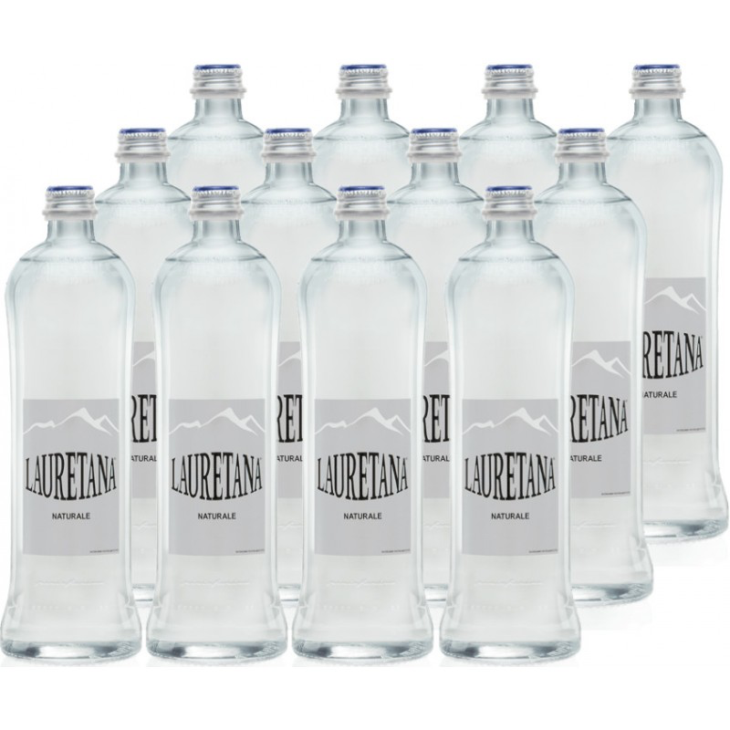 Cassa di acqua Lauretana in bottiglie di vetro, formato 75 cl · 12 bottiglie
