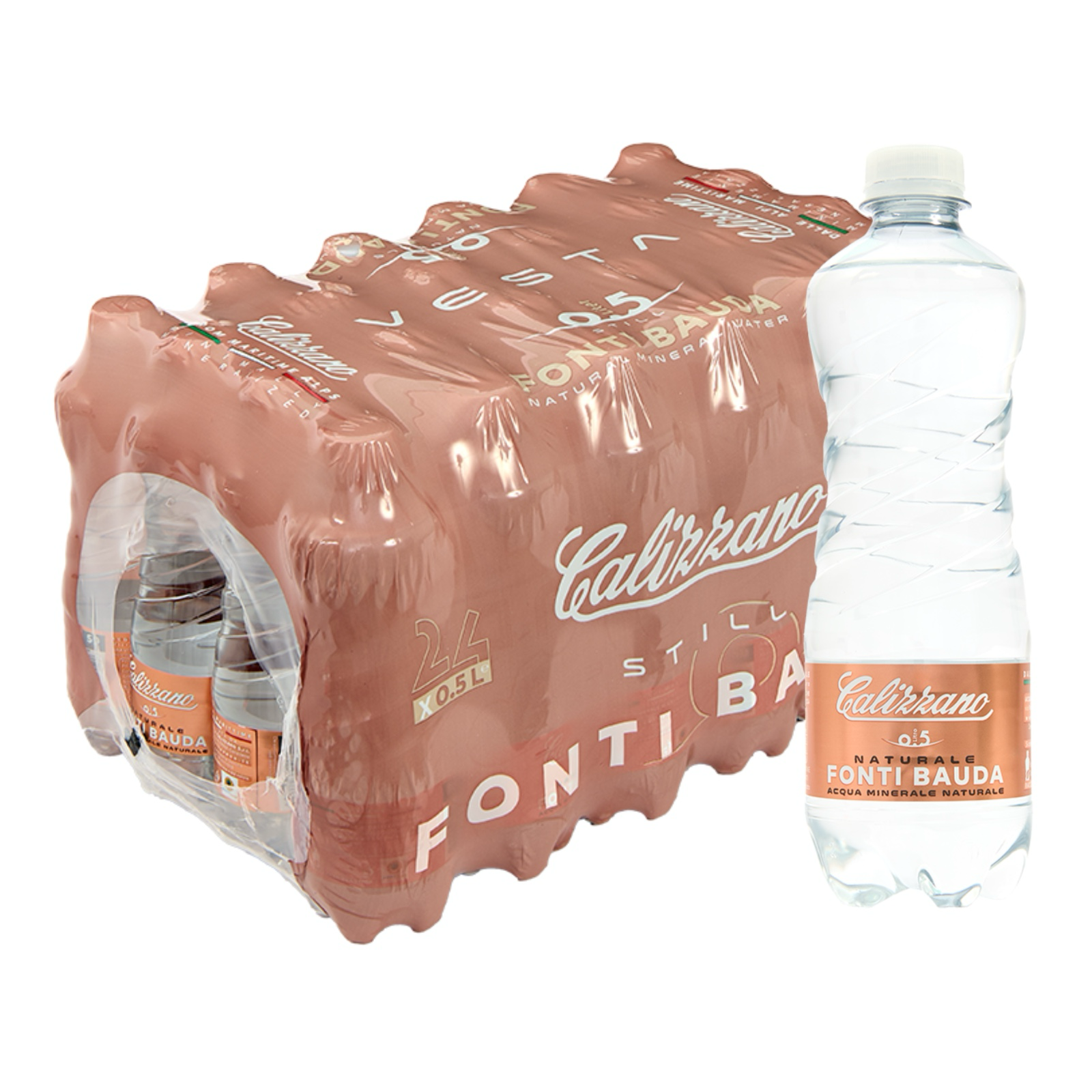 Confezione da 24 bottiglie di acqua Calizzano da 50 cl in plastica