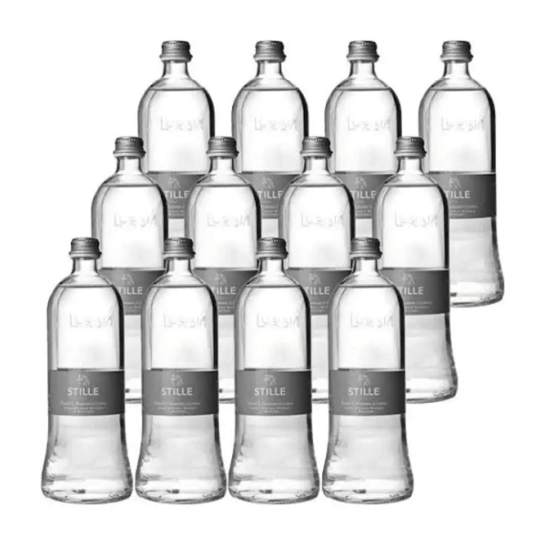 Cassa di acqua Lurisia in bottiglie di vetro, formato 75 cl · 12 bottiglie