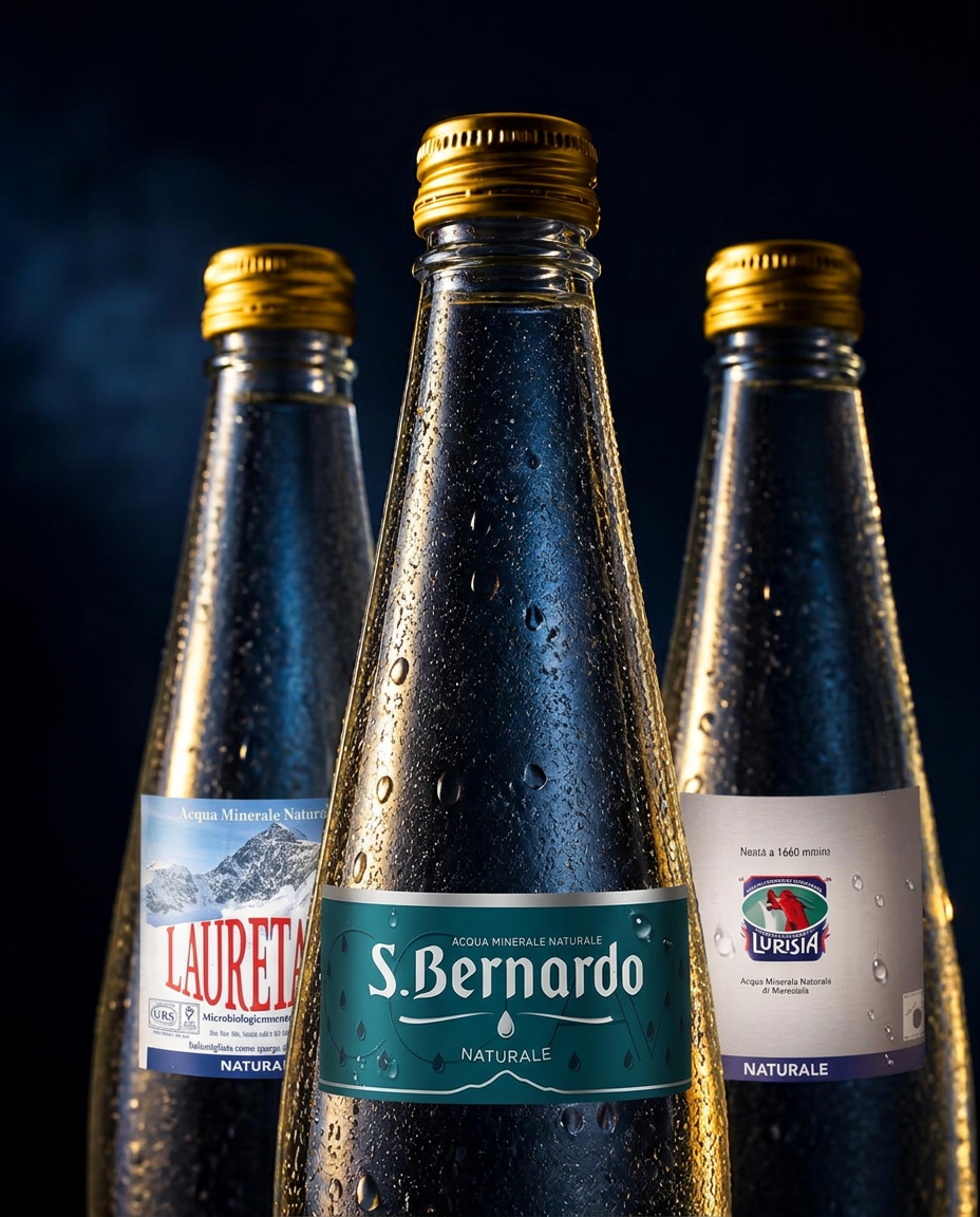 Bottiglie in vetro S.Bernardo, Lauretana e Lurisia