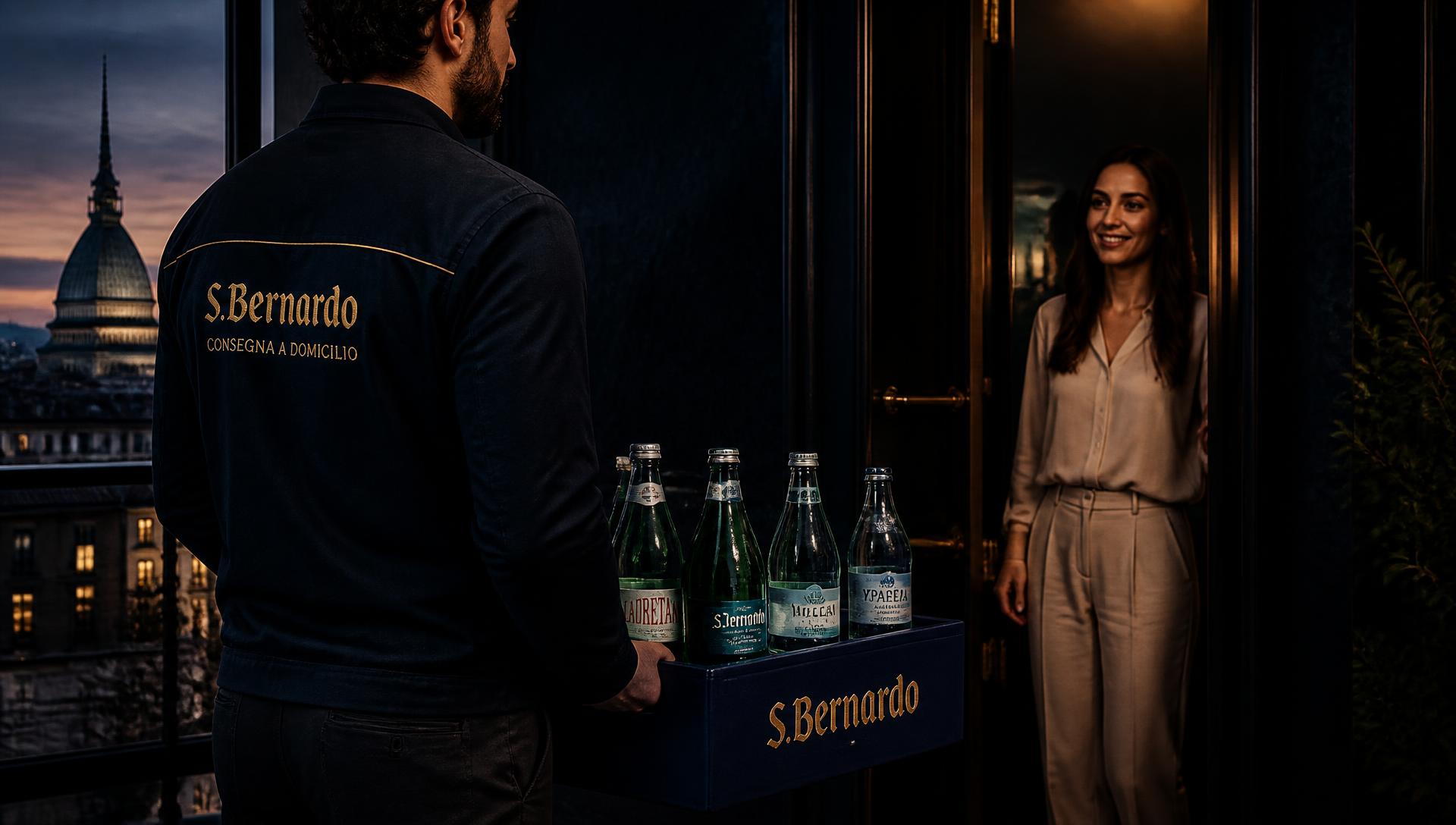 Consegna serale di acqua in vetro a domicilio a Torino