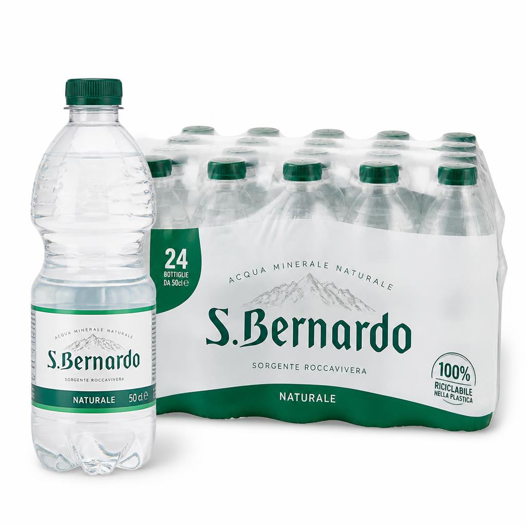 Confezione da 24 bottiglie di acqua S. Bernardo da 50 cl in plastica